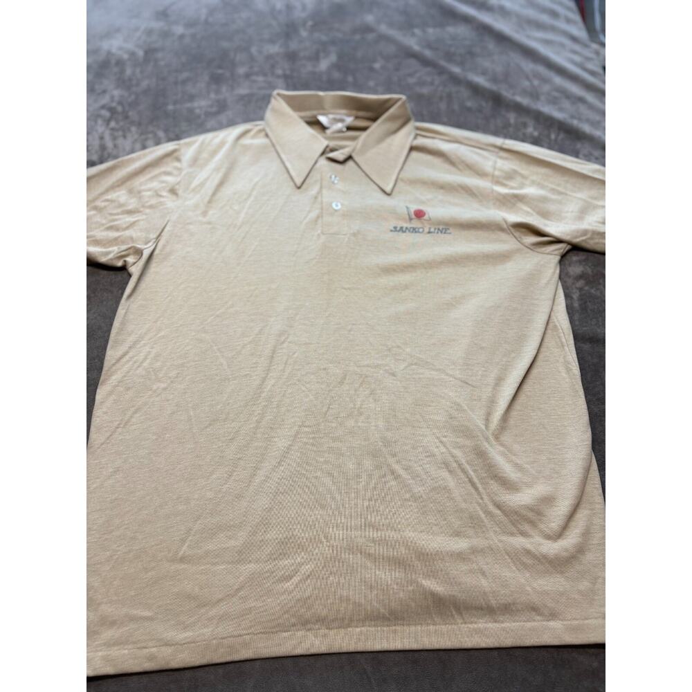 Vintage Whang Beige Polo XL‎ SANKO LINE Logo USA Shipping Boat Company